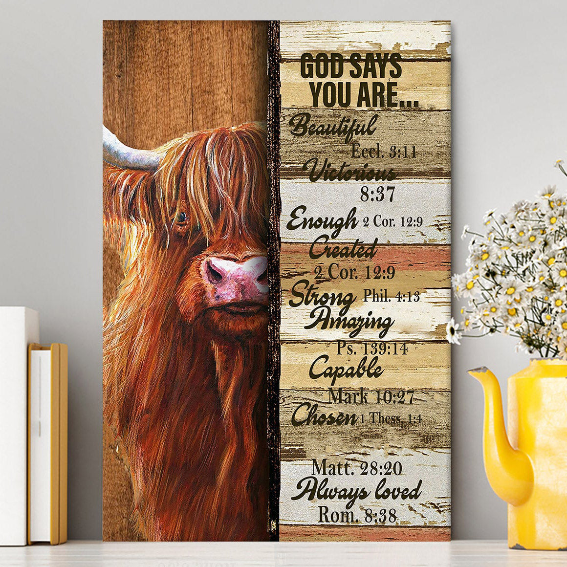 God Says You Are Cow Canvas Wall Art - Christian Wall Canvas - Religious Canvas Prints