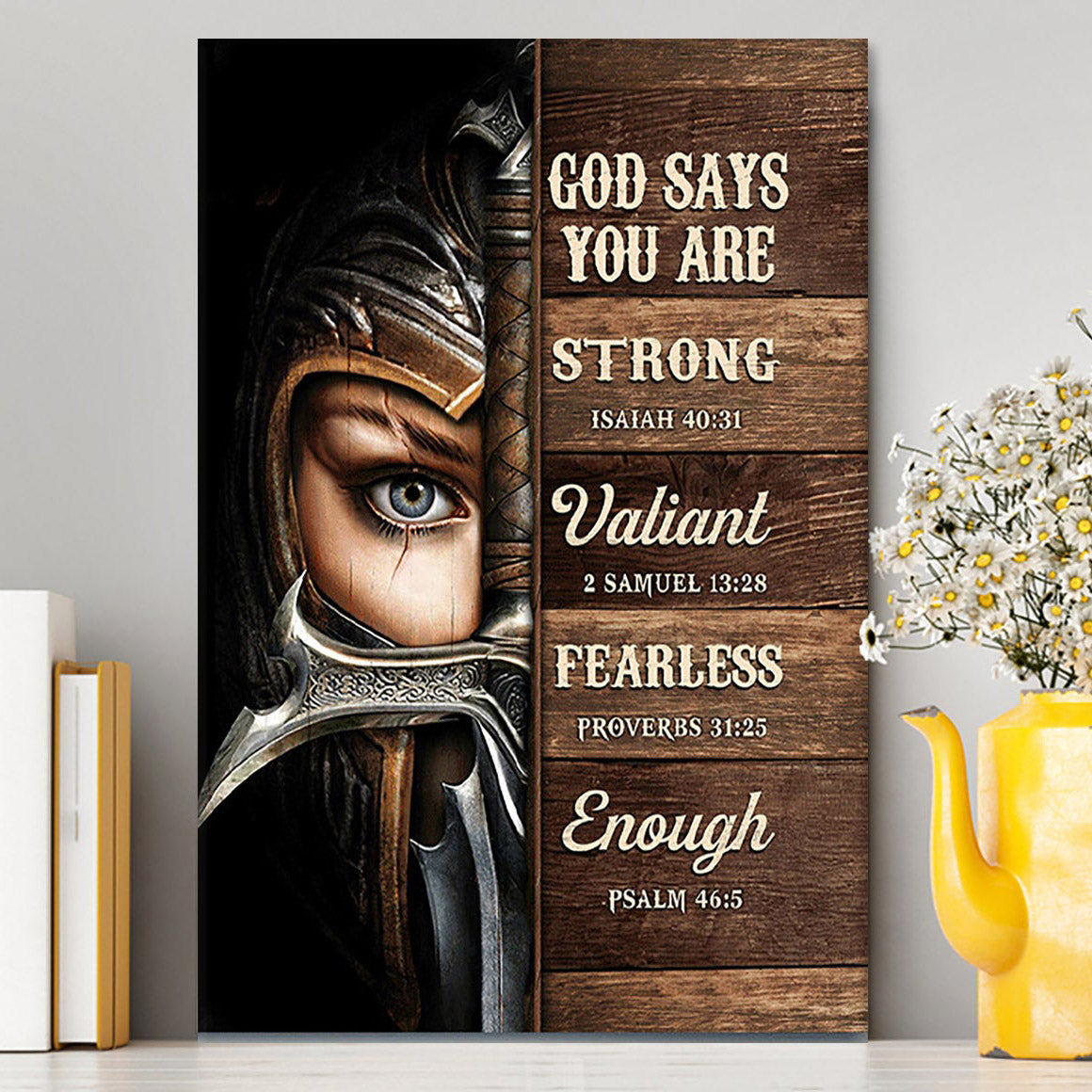 God Says You Are Female Warrior Canvas - Knight Of God Canvas Art - Bible Verse Wall Art - Christian Inspirational Wall Decor