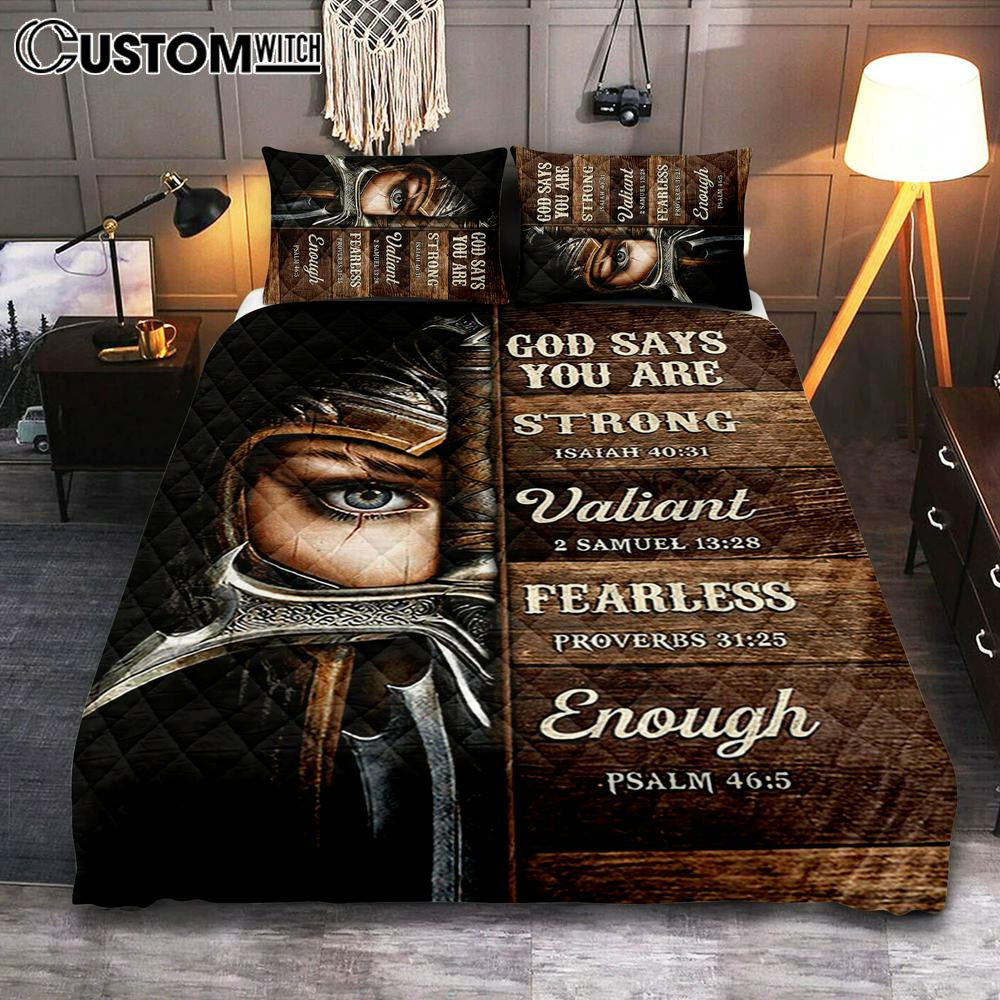 God Says You Are Female Warrior Quilt Bedding Set