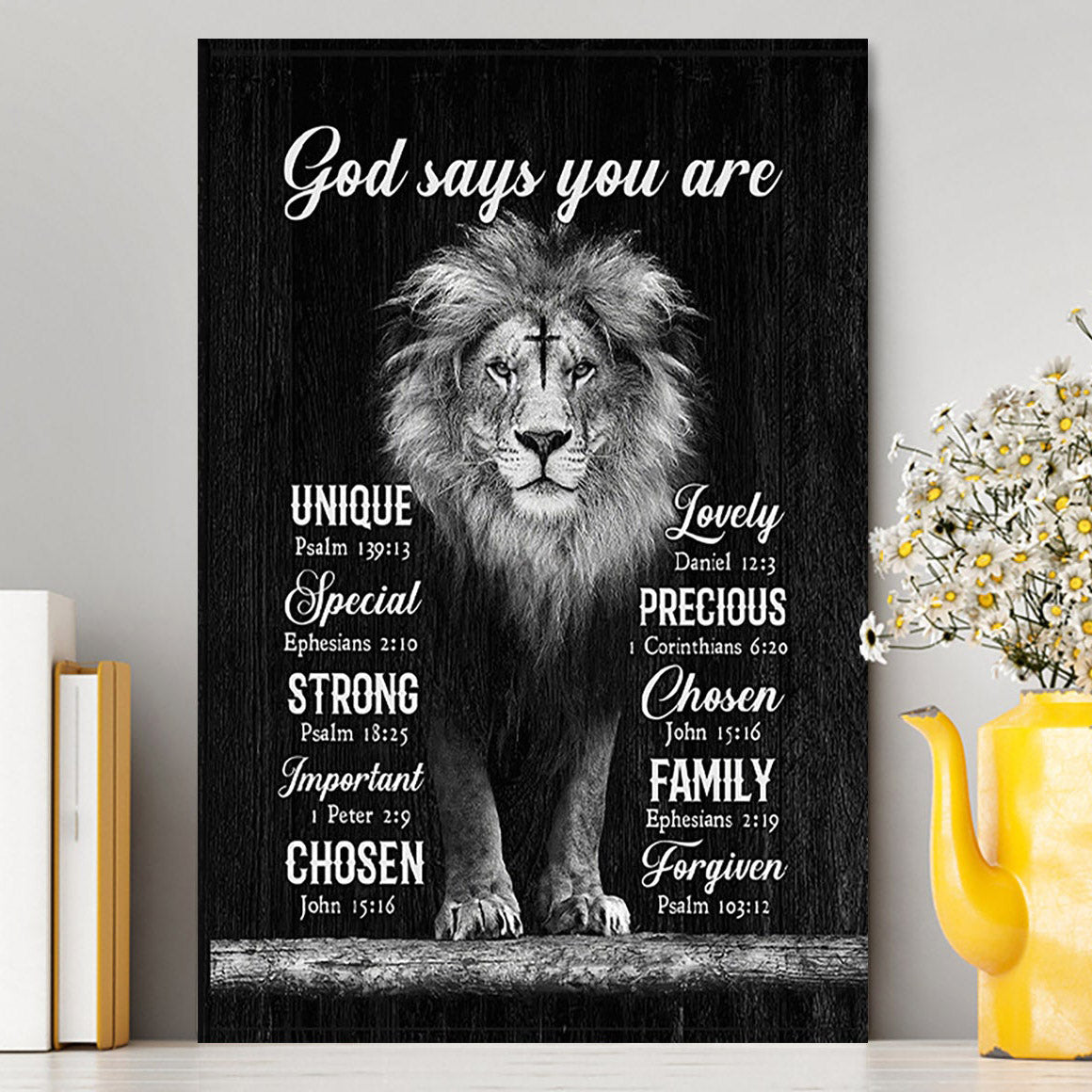 God Says You Are Lion Of Judah Cross Canvas Art - Bible Verse Wall Art - Christian Inspirational Wall Decor