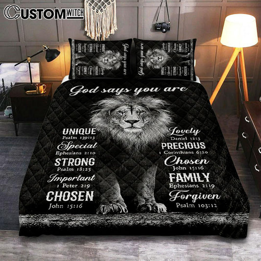 God Says You Are Lion Of Judah Cross Quilt Bedding Set Art 