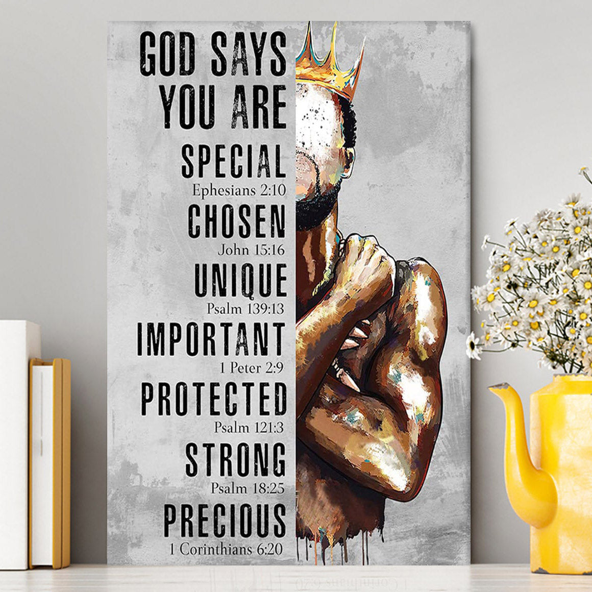 God Says You Are Motivational Black Canvas Art - African American Wall Art