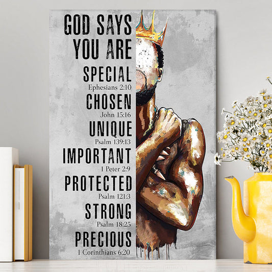 God Says You Are Motivational Black Canvas Art - African American Wall Art