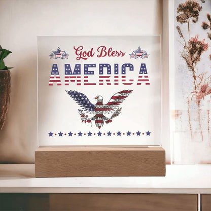God Bless America, 3D Led Night Ligth, Home Decor, Happy 4Th Of July, Mother's Day Led Light, Mom Gift
