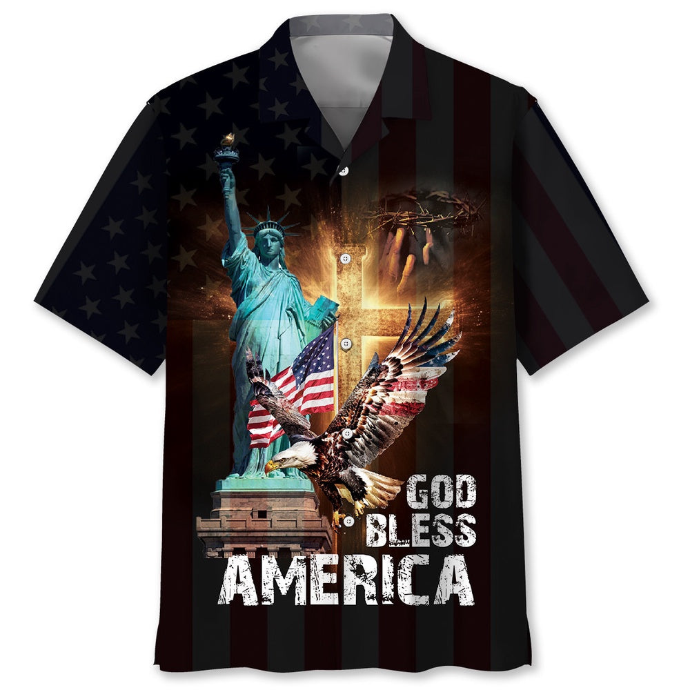God Bless America Black Hawaiian Shirt, Funny Hawaiian Shirt, Usa Hawaiian Shirt, Vintage Hawaiian Shirts
