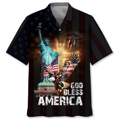 God Bless America Black Hawaiian Shirt, Funny Hawaiian Shirt, Usa Hawaiian Shirt, Vintage Hawaiian Shirts