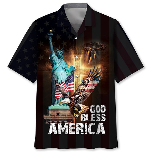 God Bless America Black Hawaiian Shirt, Funny Hawaiian Shirt, Usa Hawaiian Shirt, Vintage Hawaiian Shirts