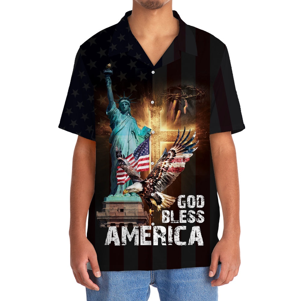 God Bless America Black Hawaiian Shirt, Funny Hawaiian Shirt, Usa Hawaiian Shirt, Vintage Hawaiian Shirts