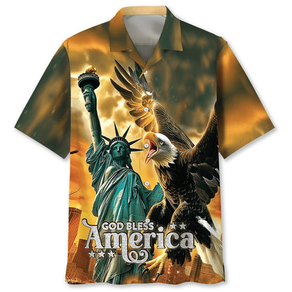 God Bless America Hawaiian Shirt, Funny Hawaiian Shirt, Usa Hawaiian Shirt, Vintage Hawaiian Shirts