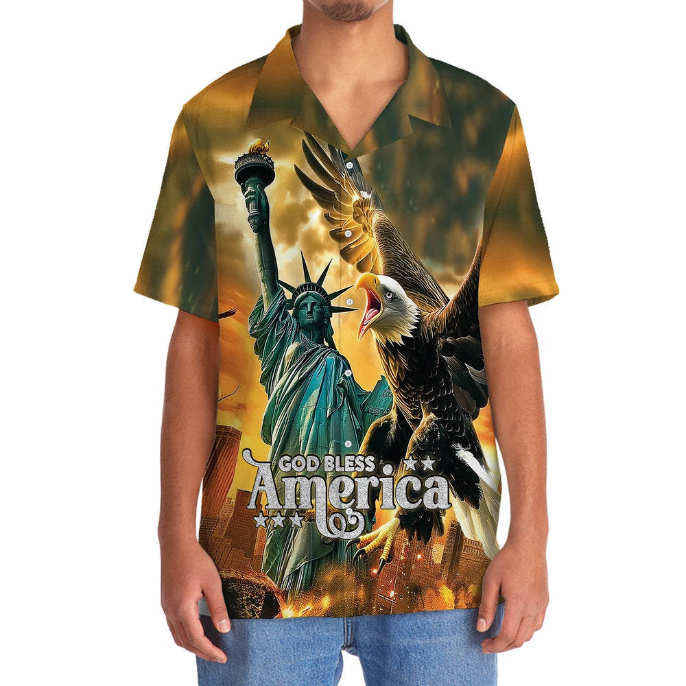 God Bless America Hawaiian Shirt, Funny Hawaiian Shirt, Usa Hawaiian Shirt, Vintage Hawaiian Shirts