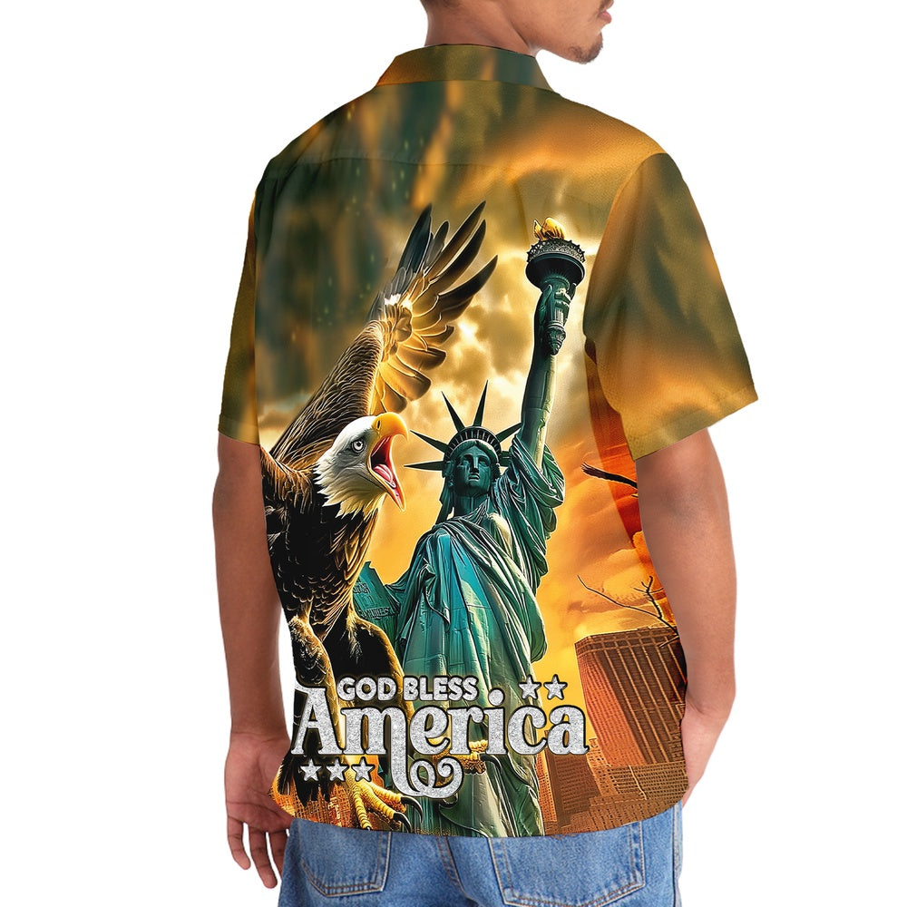 God Bless America Hawaiian Shirt, Funny Hawaiian Shirt, Usa Hawaiian Shirt, Vintage Hawaiian Shirts