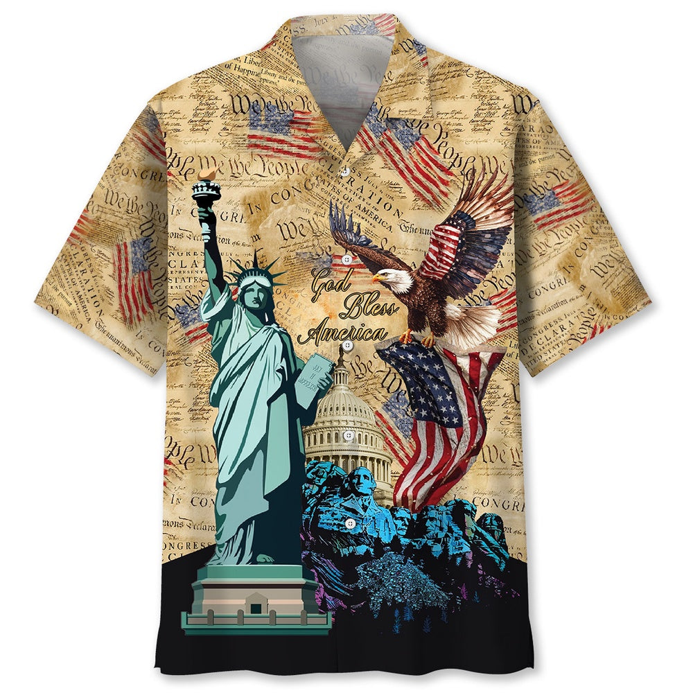 God Bless America Vintage Paper Hawaiian Shirt, Funny Hawaiian Shirt, Usa Hawaiian Shirt, Vintage Hawaiian Shirts