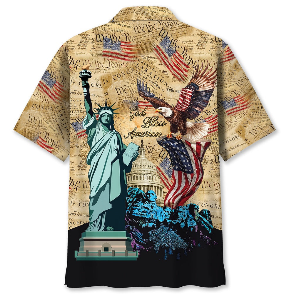God Bless America Vintage Paper Hawaiian Shirt, Funny Hawaiian Shirt, Usa Hawaiian Shirt, Vintage Hawaiian Shirts