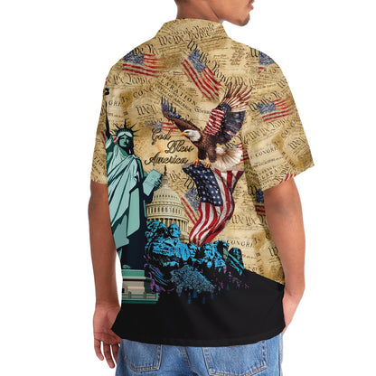 God Bless America Vintage Paper Hawaiian Shirt, Funny Hawaiian Shirt, Usa Hawaiian Shirt, Vintage Hawaiian Shirts