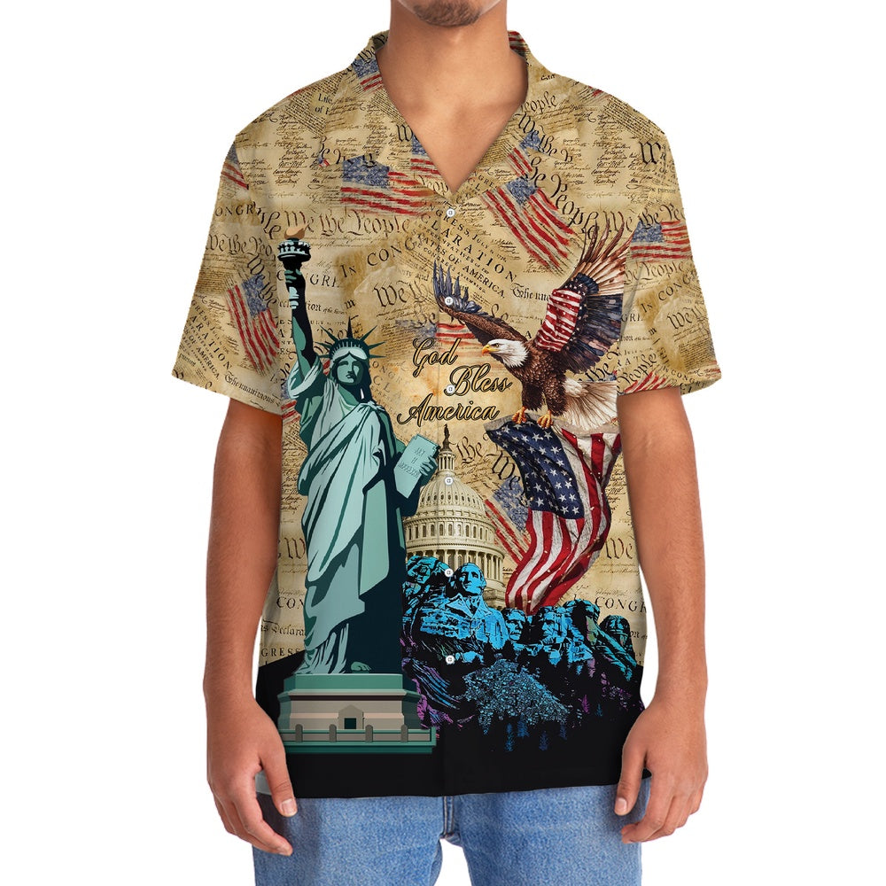 God Bless America Vintage Paper Hawaiian Shirt, Funny Hawaiian Shirt, Usa Hawaiian Shirt, Vintage Hawaiian Shirts
