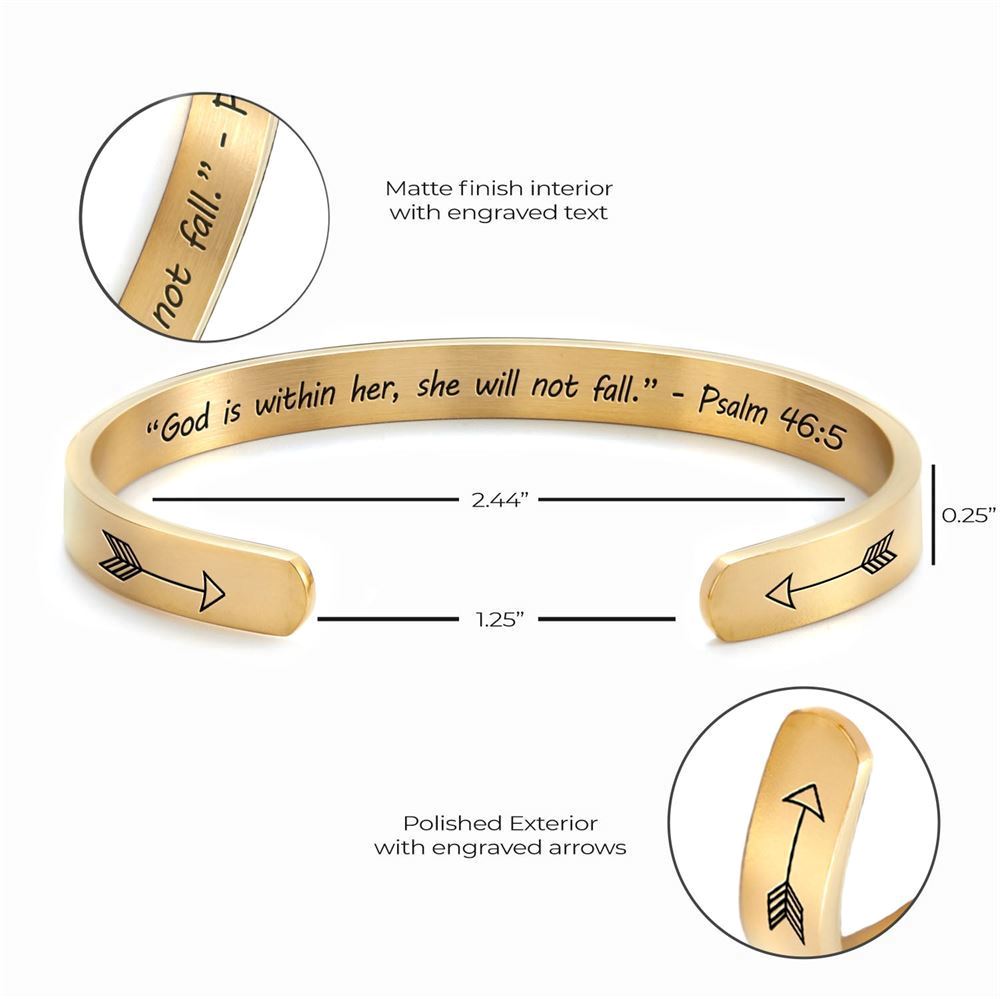 God Is Within Her - Psalm 465 Personalized Cuff Bracelet, Christian Bracelet For Women, Bible Verse Bracelet, Christian Jewelry