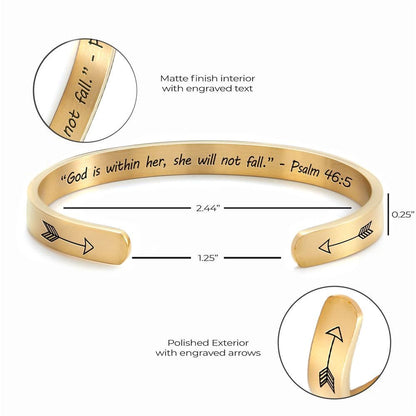 God Is Within Her - Psalm 465 Personalized Cuff Bracelet, Christian Bracelet For Women, Bible Verse Bracelet, Christian Jewelry