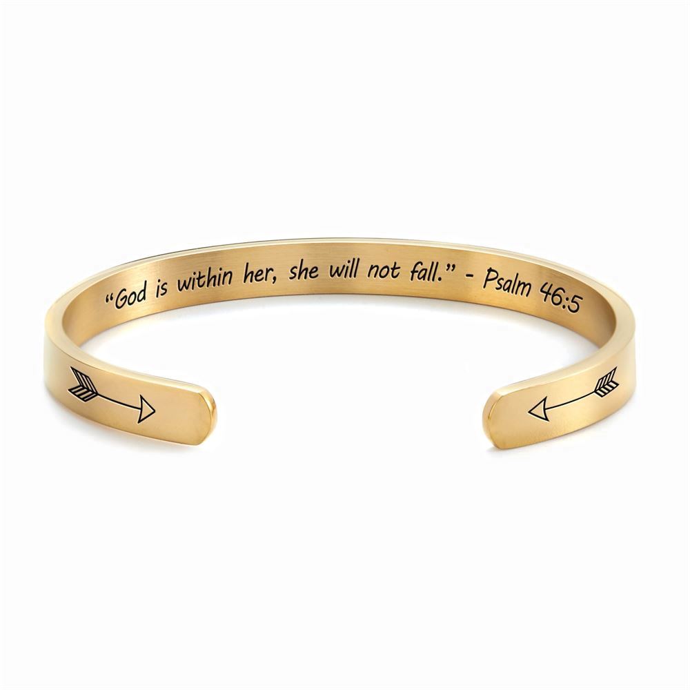 God Is Within Her - Psalm 465 Personalized Cuff Bracelet, Christian Bracelet For Women, Bible Verse Bracelet, Christian Jewelry