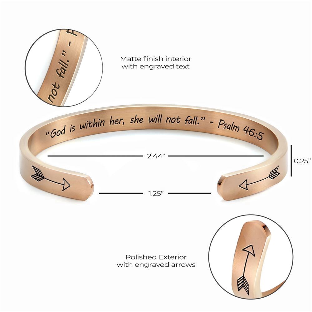 God Is Within Her - Psalm 465 Personalized Cuff Bracelet, Christian Bracelet For Women, Bible Verse Bracelet, Christian Jewelry