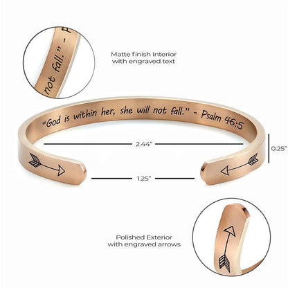 God Is Within Her - Psalm 465 Personalized Cuff Bracelet, Christian Bracelet For Women, Bible Verse Bracelet, Christian Jewelry