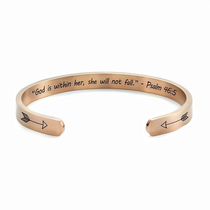God Is Within Her - Psalm 465 Personalized Cuff Bracelet, Christian Bracelet For Women, Bible Verse Bracelet, Christian Jewelry
