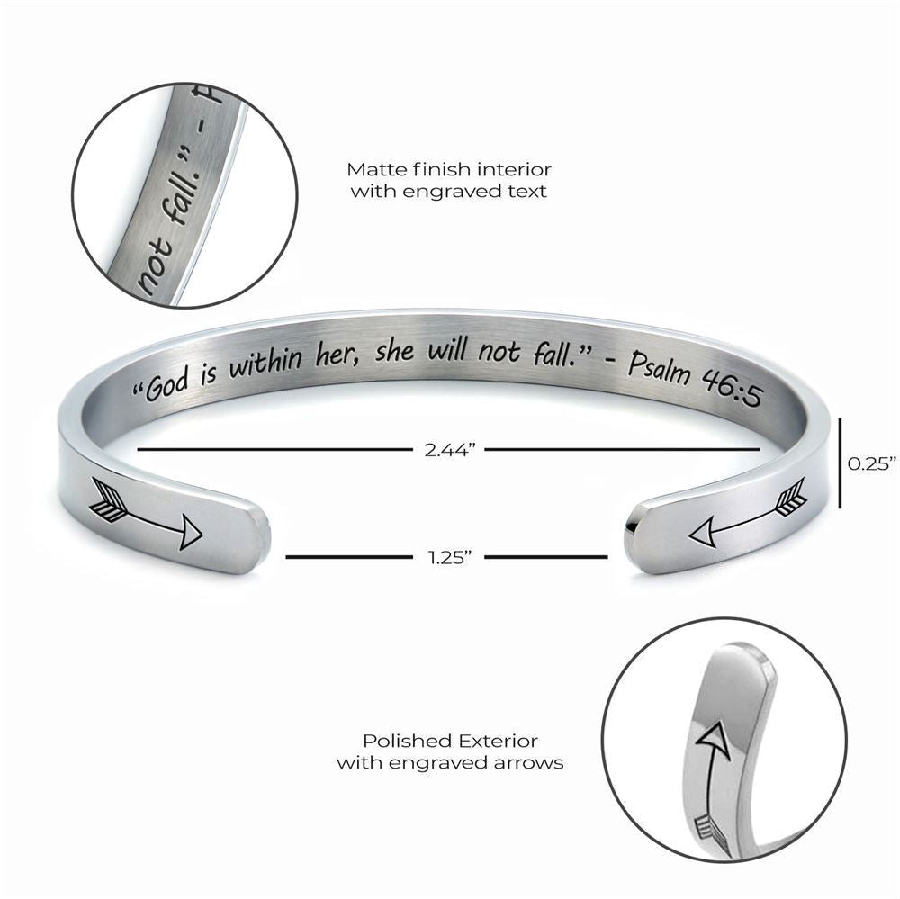 God Is Within Her - Psalm 465 Personalized Cuff Bracelet, Christian Bracelet For Women, Bible Verse Bracelet, Christian Jewelry