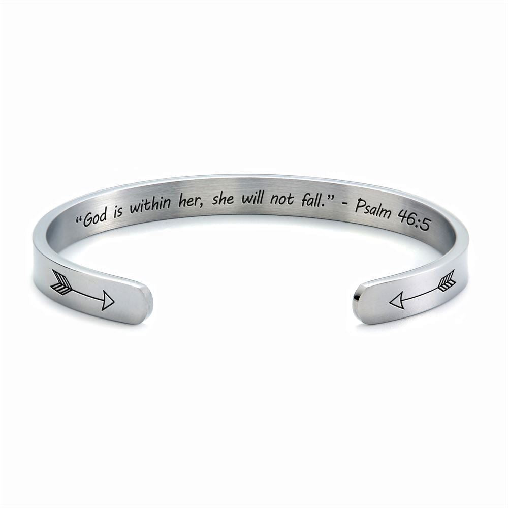 God Is Within Her - Psalm 465 Personalized Cuff Bracelet, Christian Bracelet For Women, Bible Verse Bracelet, Christian Jewelry