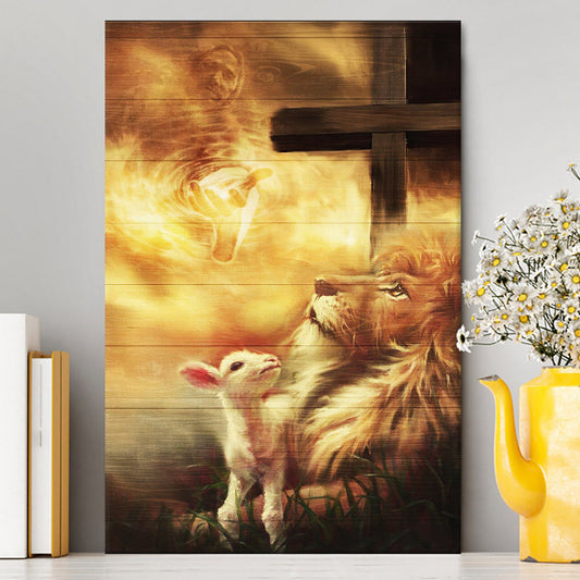 God, Lion And Lamb Canvas Wall Art - Christian Wall Canvas - Religious Canvas Prints