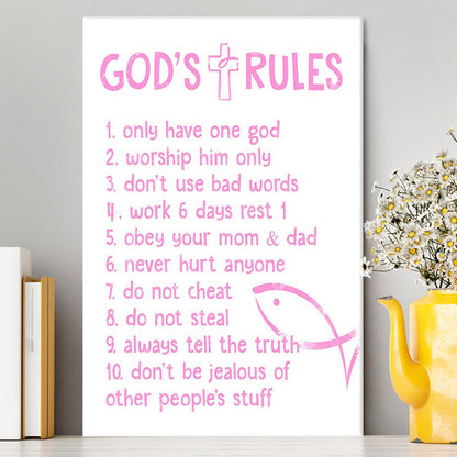 God's Rules Canvas Prints - Christian Gift For Child - Christian Canvas Wall Art Decor