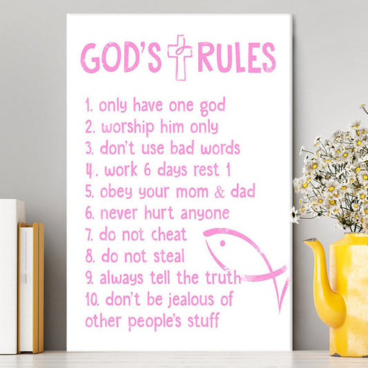 God's Rules Canvas Prints - Christian Gift For Child - Christian Canvas Wall Art Decor