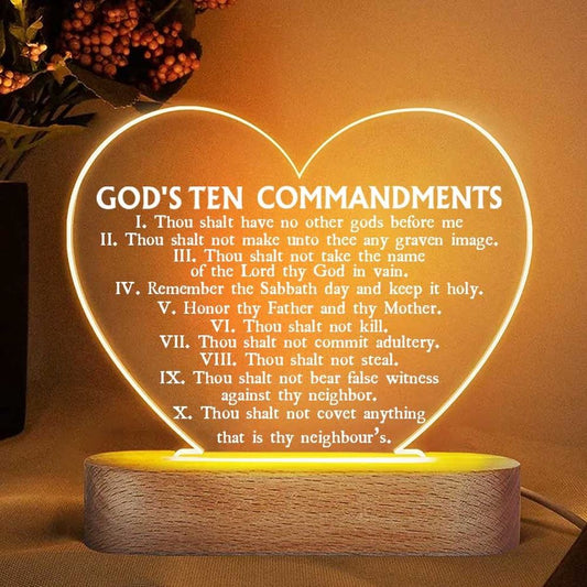God's Ten Commandments, Jesus Night Light Bible Verses For Bedroom Inspirational Quote For Christian, Mother's Day Led Light, Mom Gift
