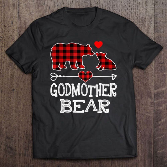 Godmother Bear Christmas Pajama Red Plaid Buffalo Family T Shirt, Mother's Day Shirt, Shirt For Mom, Mom Shirt