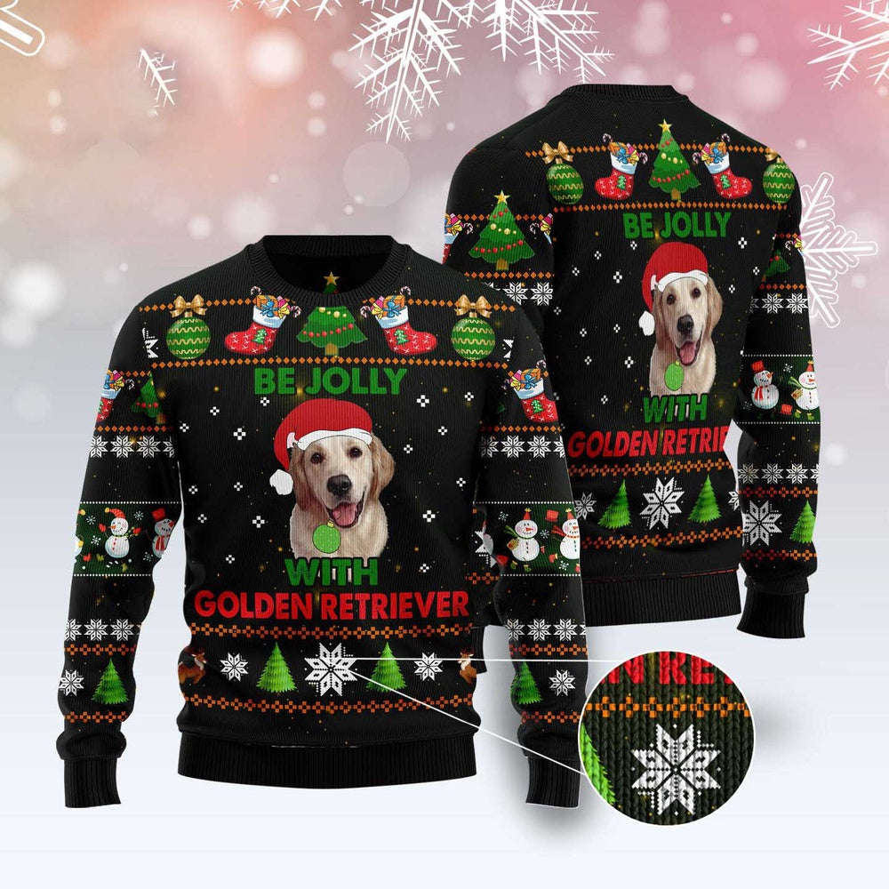 Golden Retriever Be Jolly Ugly Christmas Sweater, Funny Xmas Sweater, Sweater Xmas