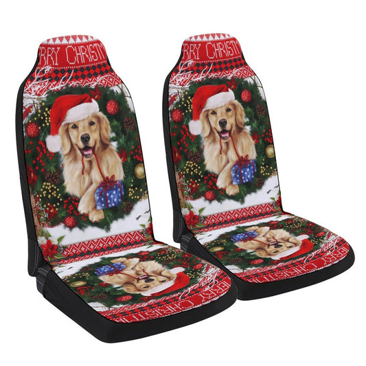 Golden Retriever Christmas Cars Seat Cover, Christmas Car Seat Covers, Car Decor Gift
