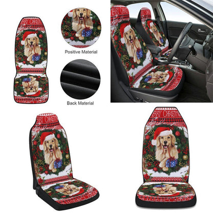 Golden Retriever Christmas Cars Seat Cover, Christmas Car Seat Covers, Car Decor Gift