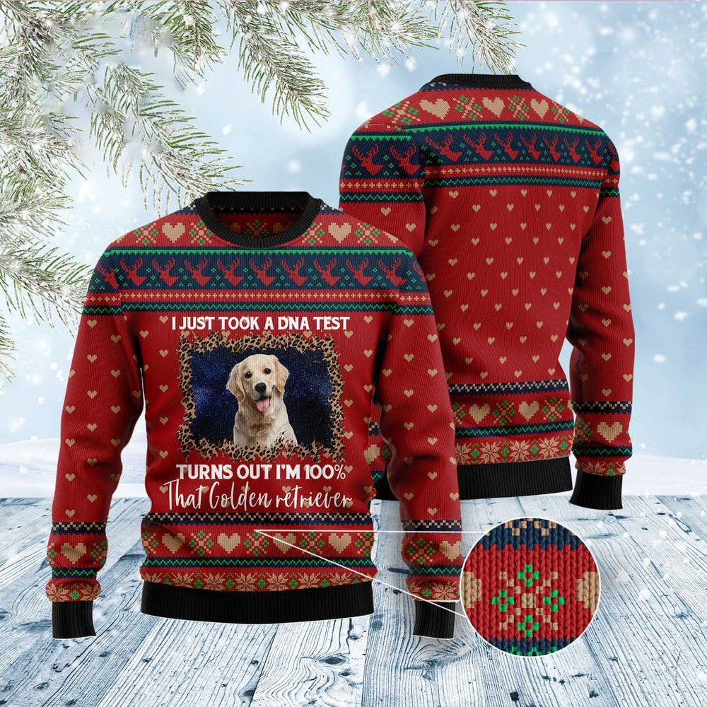 Golden Retriever Dna Ugly Christmas Sweater, Funny Xmas Sweater, Sweater Xmas