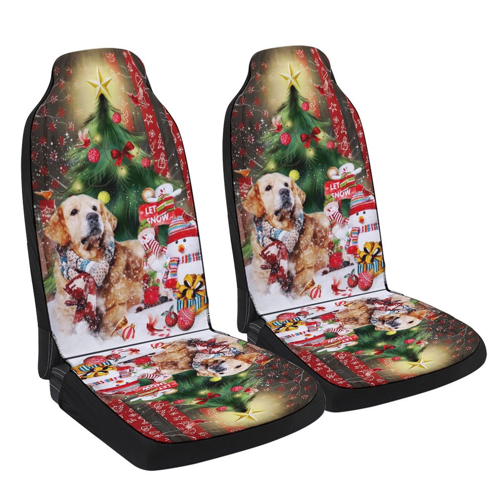 Golden Retriever Merry Christmas Cars Seat Cover, Christmas Car Seat Covers, Car Decor Gift