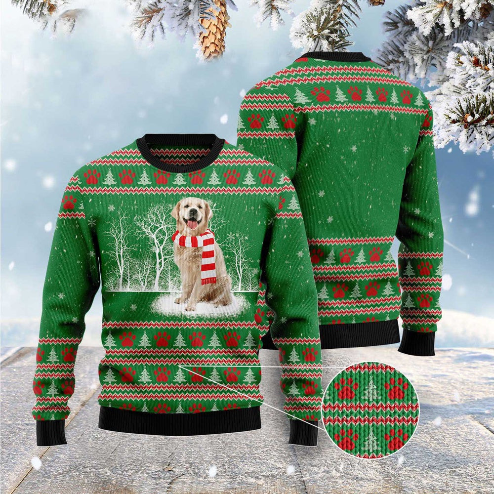 Golden Retriever Winter Ugly Christmas Sweater, Funny Xmas Sweater, Sweater Xmas