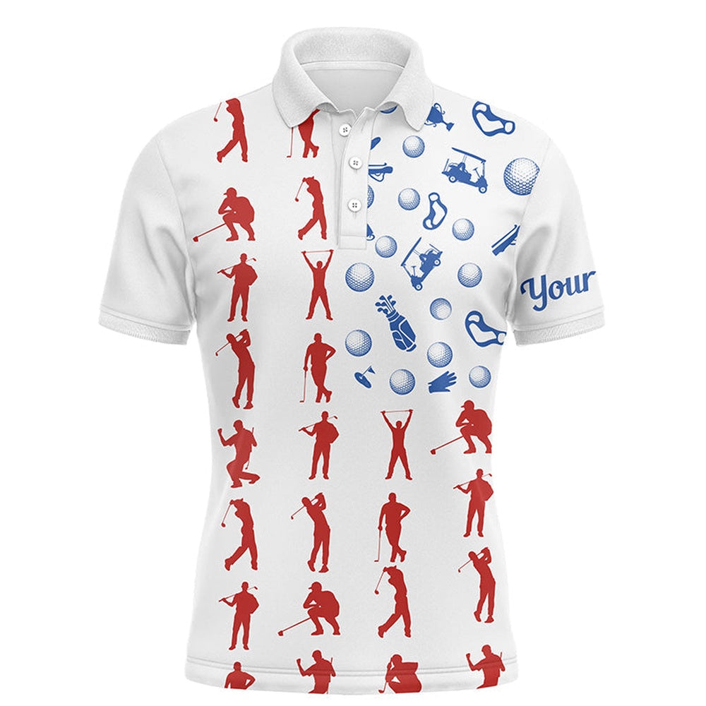 Golf Polo Shirts, American Flag Golf Icons Mens Golf Polo Shirts Custom Mens Patriotic Polo Shirts, Custom Golf Shirts