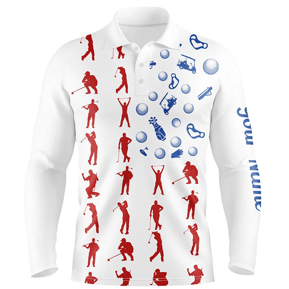 Golf Polo Shirts, American Flag Golf Icons Mens Golf Polo Shirts Custom Mens Patriotic Polo Shirts, Custom Golf Shirts