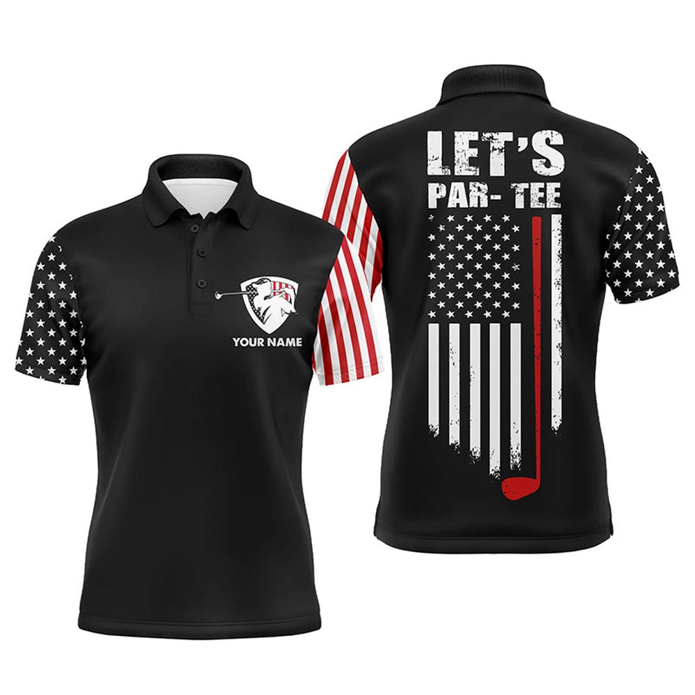 Golf Polo Shirts, American Flag Golf Polo Shirt For Men Custom Let'S Par Tee Patriotic Mens Golf Shirts Black, Custom Golf Shirts