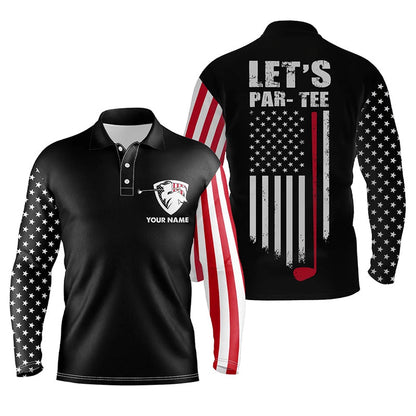 Golf Polo Shirts, American Flag Golf Polo Shirt For Men Custom Let'S Par Tee Patriotic Mens Golf Shirts Black, Custom Golf Shirts