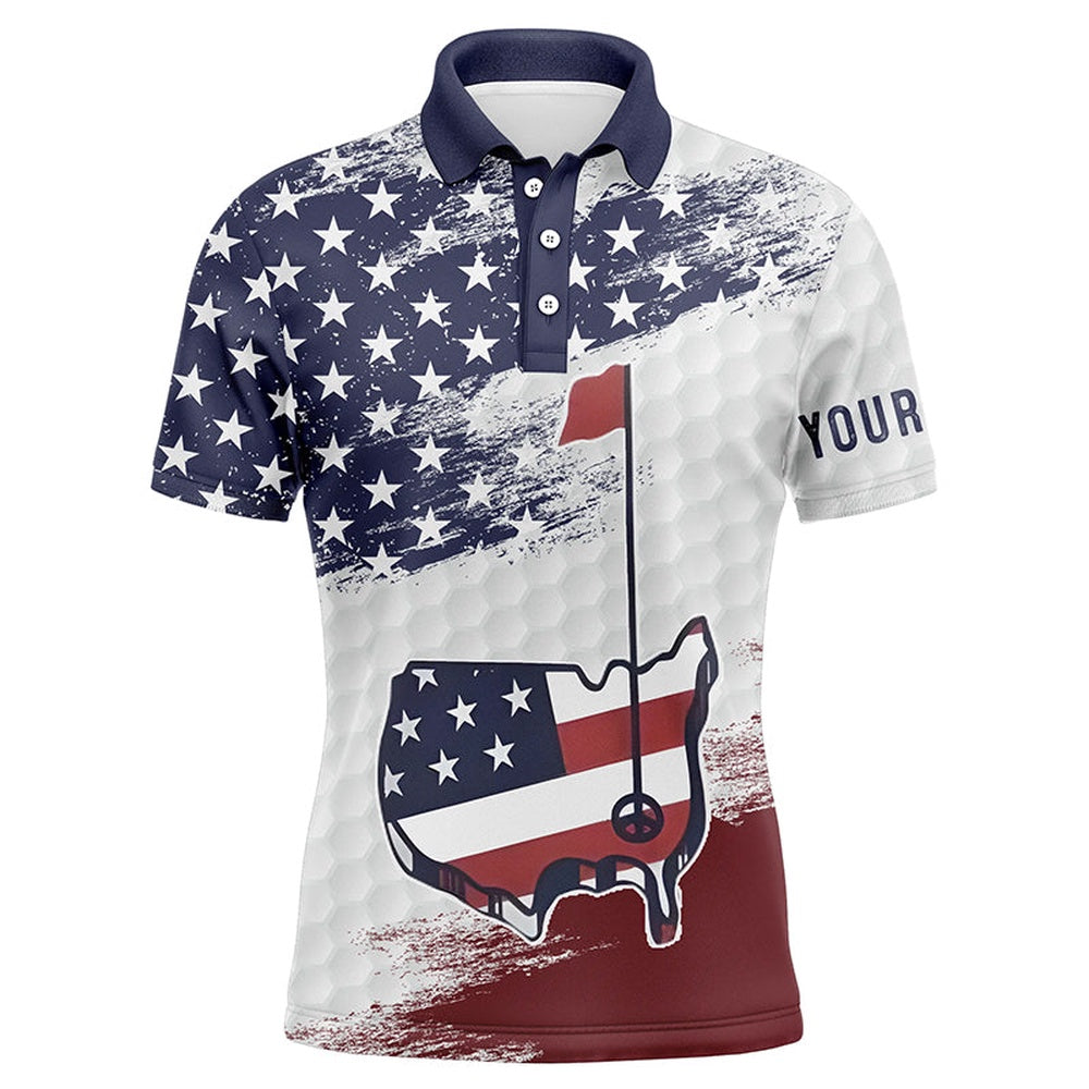 Golf Polo Shirts, American Flag Golf Shirts Custom Name Men Golf Polos Shirts, Patriot Golf Gifts For Golf Lovers, Custom Golf Shirts