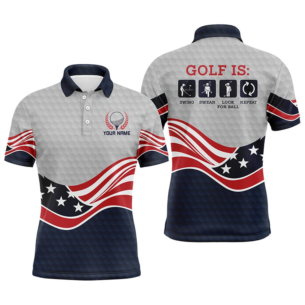 Golf Polo Shirts, American Flag Golf Shirts For Men, Personalized Funny Golf Polo Shirts For Mens, Golfer Gifts, Custom Golf Shirts