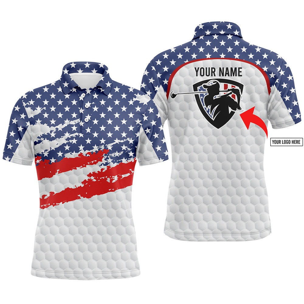 Golf Polo Shirts, American Flag Men Golf Polo Shirts Custom Name And Logo, Personalized Team Golf Polo Shirt, Custom Golf Shirts