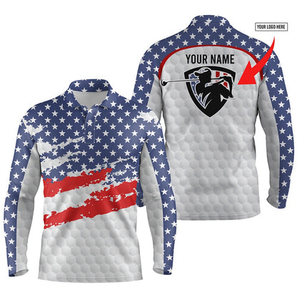 Golf Polo Shirts, American Flag Men Golf Polo Shirts Custom Name And Logo, Personalized Team Golf Polo Shirt, Custom Golf Shirts