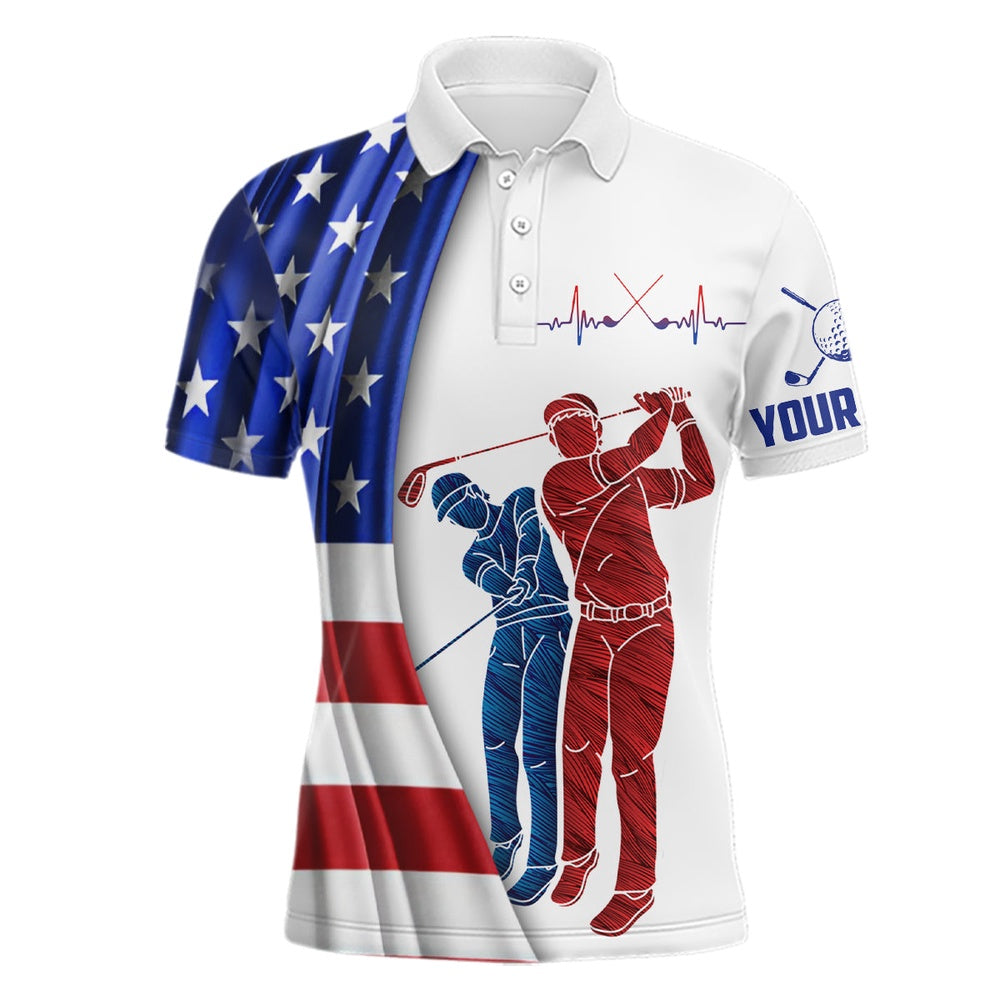 Golf Polo Shirts, American Flag Mens Golf Polo Shirt Custom Patriotic Golf Shirts For Men Golfing Gifts, Custom Golf Shirts