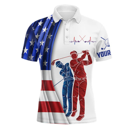Golf Polo Shirts, American Flag Mens Golf Polo Shirt Custom Patriotic Golf Shirts For Men Golfing Gifts, Custom Golf Shirts