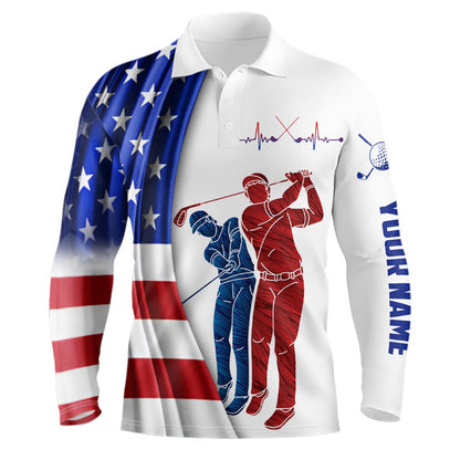 Golf Polo Shirts, American Flag Mens Golf Polo Shirt Custom Patriotic Golf Shirts For Men Golfing Gifts, Custom Golf Shirts
