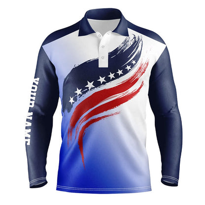 Golf Polo Shirts, American Flag Mens Golf Polo Shirts Custom Golf Attire For Men, Patriotic Golf Gift For Mens Blue, Custom Golf Shirts